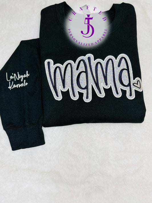 Glitzy Mama Embroidery Sweatshirt